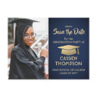 Blue and Gold Graduation Photo Save the Date