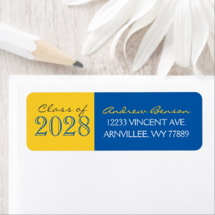 Blue and Gold Graduation Return Address Labels