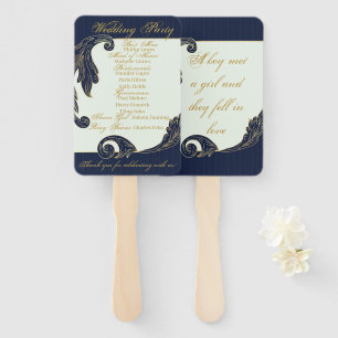 Blue and Gold Hand Fan