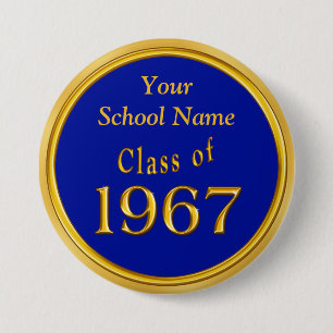 Blue and Gold High School Reunion Favours Ideas 7.5 Cm Round Badge