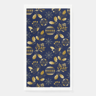 Blue and Gold Holiday Pattern Napkin