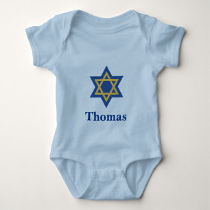 Blue and Gold Jewish Star of David Baby Bodysuit