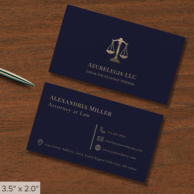 Blue and Gold Legal Services Business Card (Creator Uploaded)