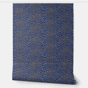 Blue and gold leopard print wallpaper