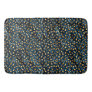 Blue and Gold Leopard Series Design 1 Bath Mat