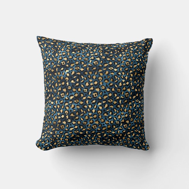 Blue and Gold Leopard Series Design 1 Cushion (Front)