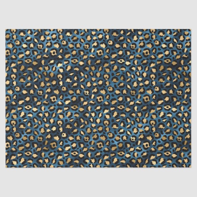 Blue and Gold Leopard Series Design 1 Tissue Paper (Front)