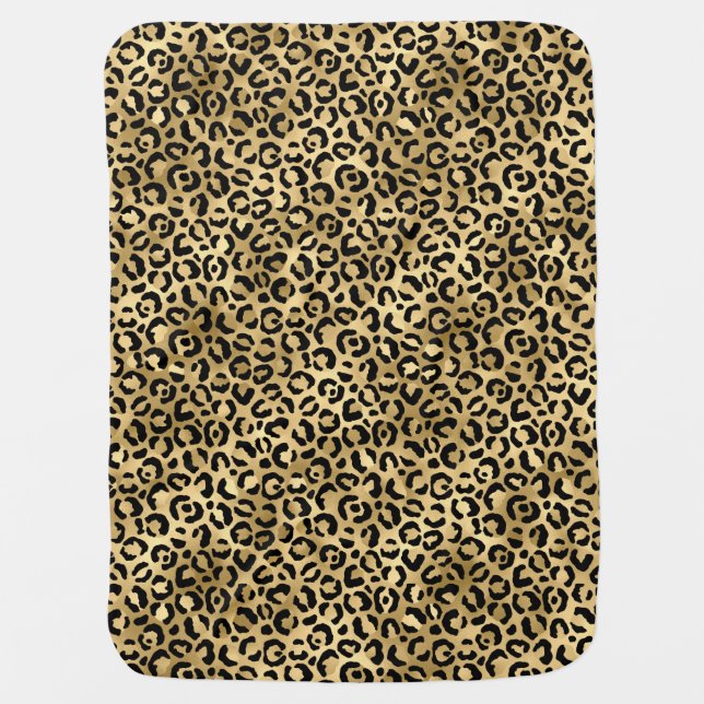 Blue and Gold Leopard Series Design 2 Baby Blanket (Front)