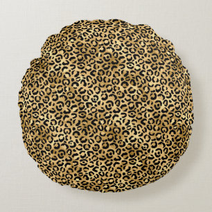 Blue and Gold Leopard Series Design 2 Round Cushion