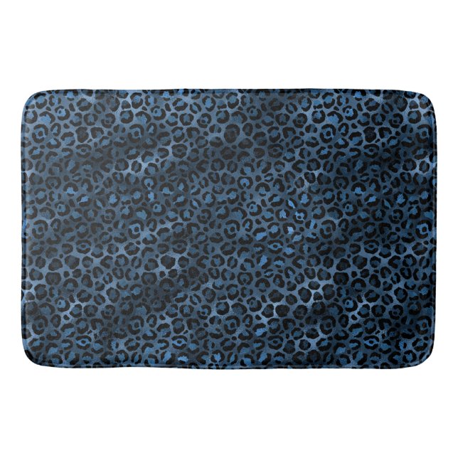 Blue and Gold Leopard Series Design 3 Bath Mat (Front)