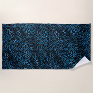 Blue and Gold Leopard Series Design 3 Beach Towel