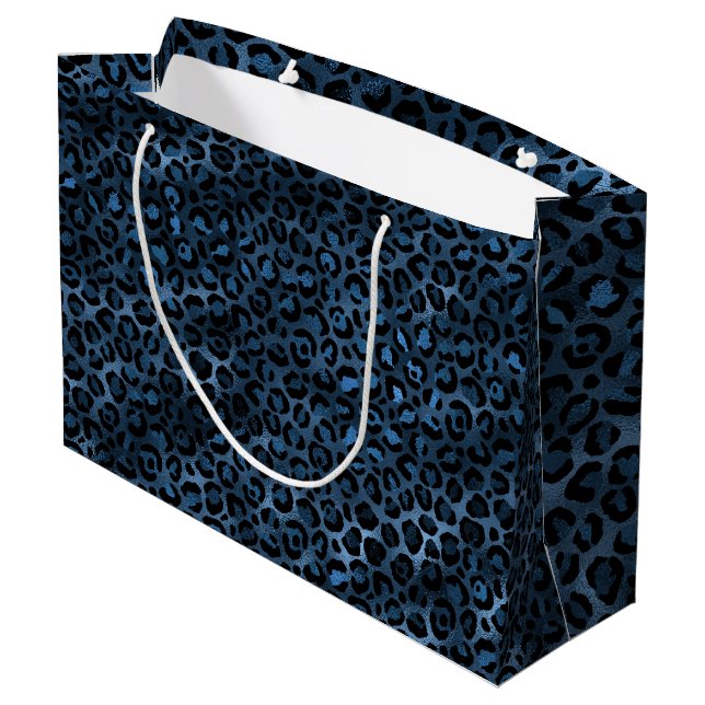 Blue and Gold Leopard Series Design 3 Large Gift Bag (Back Angled)