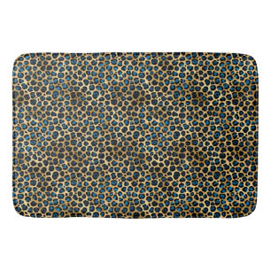 Blue and Gold Leopard Series Design 4 Bath Mat