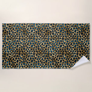 Blue and Gold Leopard Series Design 4 Beach Towel