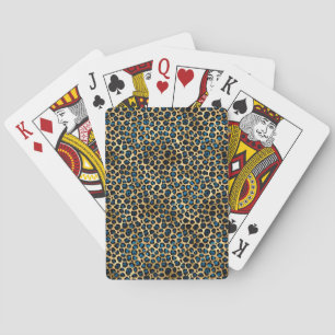 Blue and Gold Leopard Series Design 4 Playing Cards