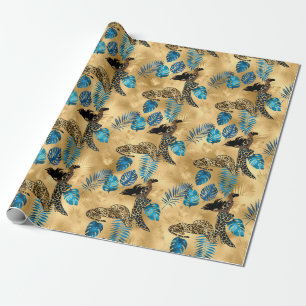 Blue and Gold Leopard Series Design 7 Wrapping Paper