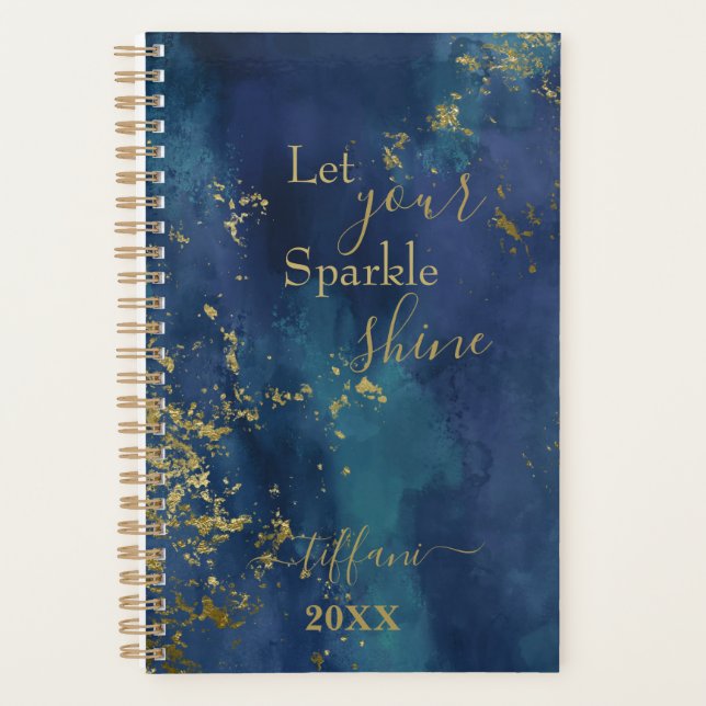 Blue and Gold Let Your Sparkle Shine Planner (Front)