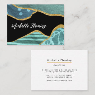 Blue and Gold Linen Fabric Business Card