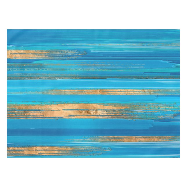 Blue and Gold lines Abstract N2 Tablecloth (Front (Horizontal))