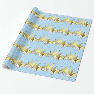 Blue and Gold Little Prince Baby Shower Wrapping Paper