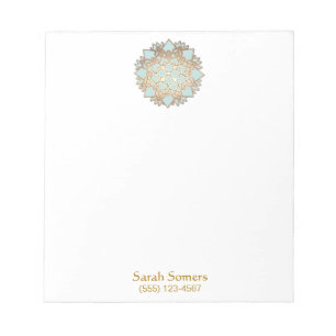 Blue and Gold Lotus Personalised Notepad