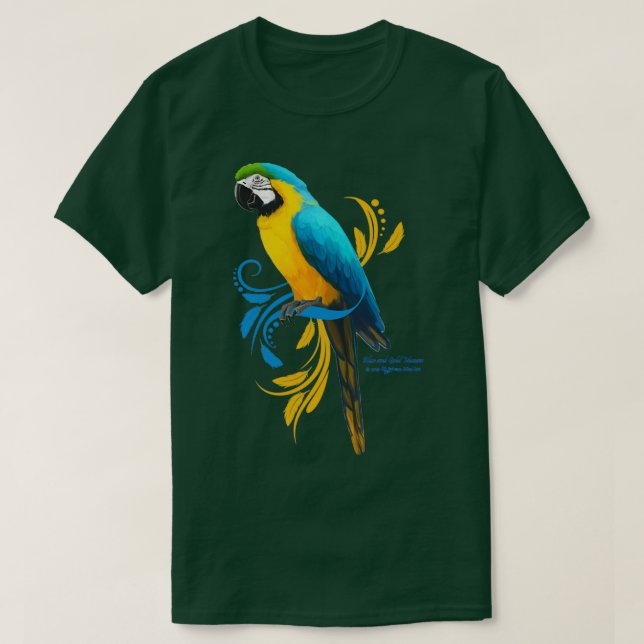 Blue and Gold Macaw 2 T-Shirt (Design Front)