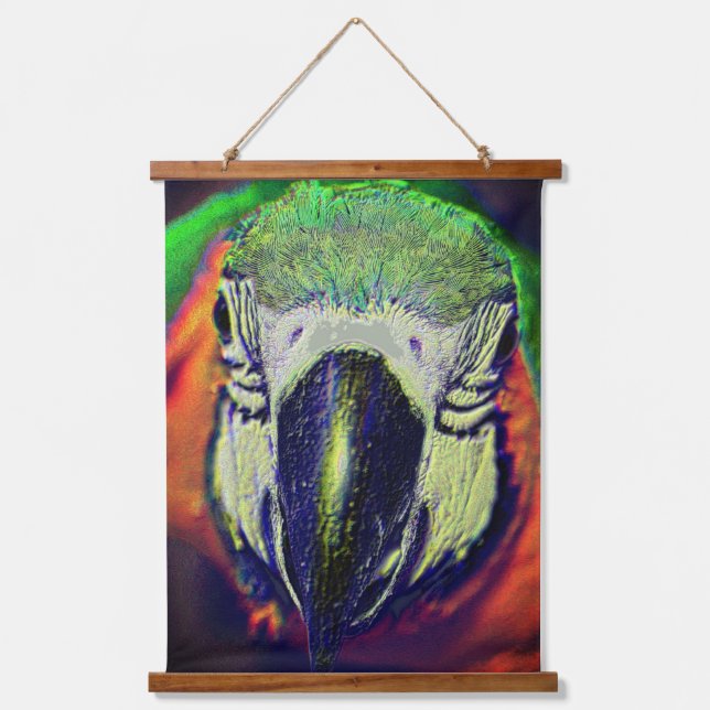 Blue And Gold Macaw Face Parrot Fantasy Art  Hanging Tapestry (Front)