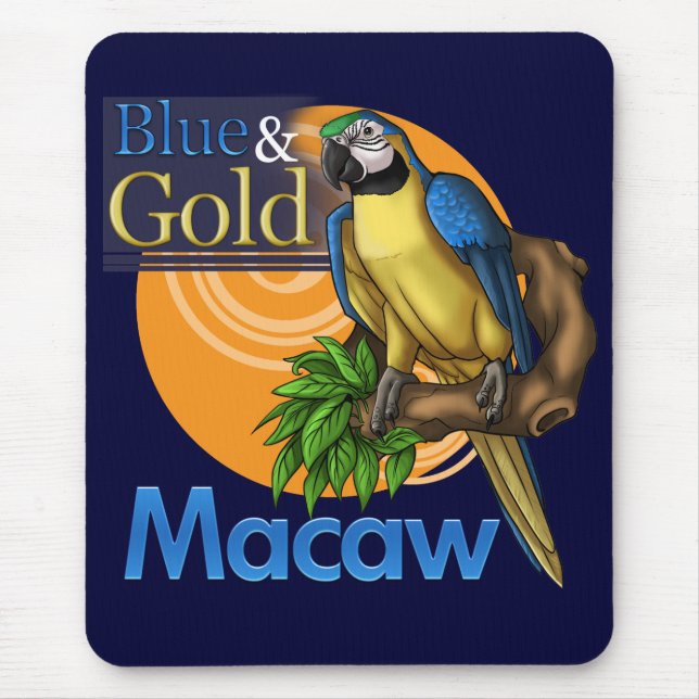 Blue and Gold Macaw Mousepad (Front)