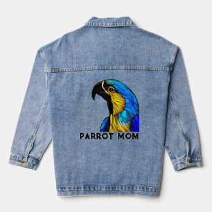 Blue and Gold Macaw Parrot Mum Denim Jacket