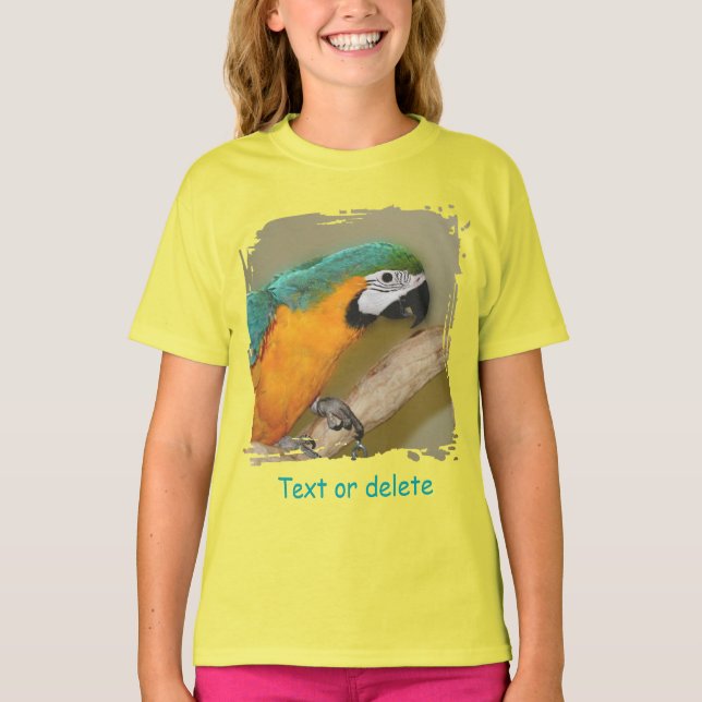 Blue And Gold Macaw Parrot Personalized T-Shirt (Front)