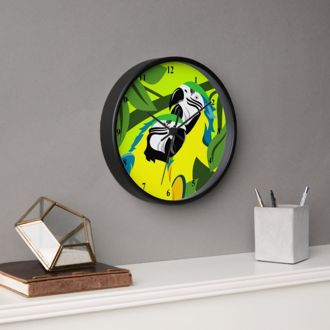 Blue and Gold Macaw Parrots Clock (Office)