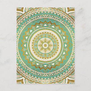 Blue and gold madala postcard