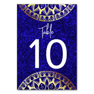 Blue and Gold Mandala Table Number