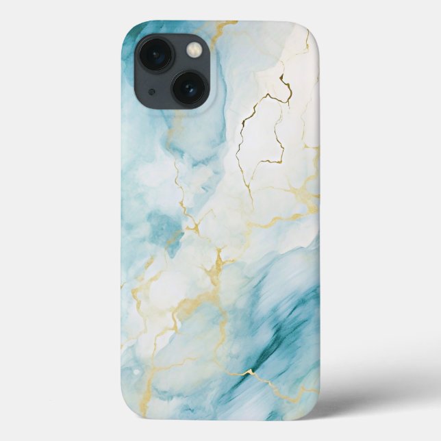 Blue and gold marble Case-Mate iPhone case (Back)