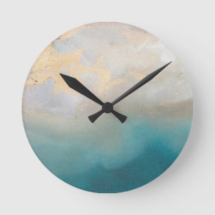 Blue and Gold Marble Clock