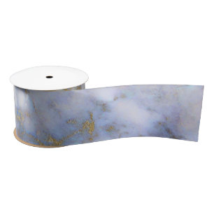 Blue and Gold Marble  Satin Ribbon