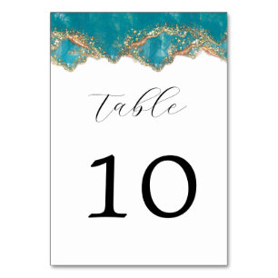Blue And Gold Marble Wedding Table Number