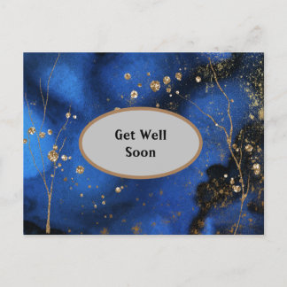 Blue And Gold Marbled Get Well  Postcard