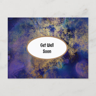 Blue And Gold Marbled Get Well  Postcard