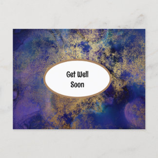 Blue And Gold Marbled Get Well  Postcard