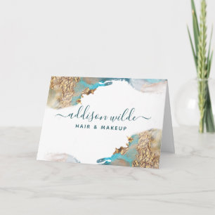 Blue And Gold Modern Art Liquid Client Thank You Card