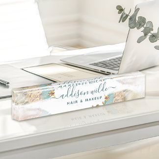 Blue And Gold Modern Liquid Watercolor Business Nameplate
