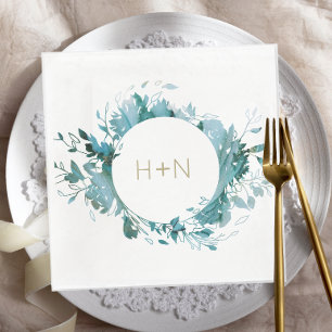 Blue and Gold Modern minimalist Bridal Shower  Napkin
