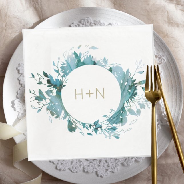 Blue and Gold Modern minimalist Bridal Shower  Napkin (Creator Uploaded)