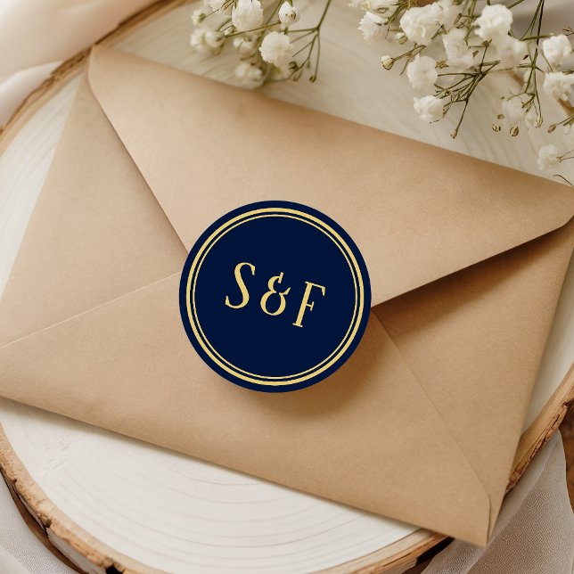 Blue and Gold Monogram Envelope Seal (Creator Uploaded)
