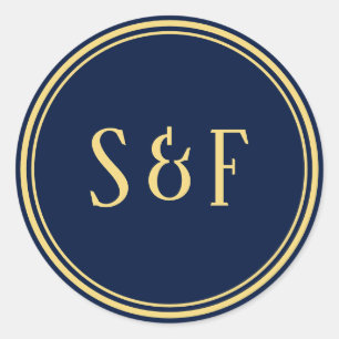 Blue and Gold Monogram Envelope Seal