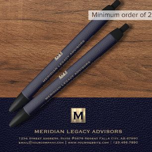 Blue and Gold Monogram Initial Logo Emblem Pen