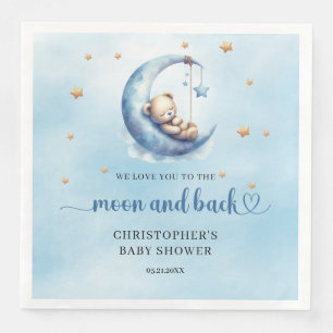 Blue and gold Moon and back teddy bear Napkin