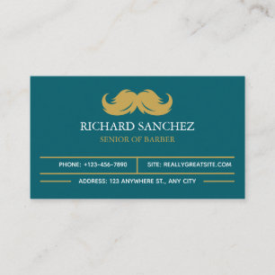 Blue and Gold Morden Berber Shop Business Card