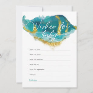 Blue and gold Ocean Baby Shower Wishes for baby Invitation